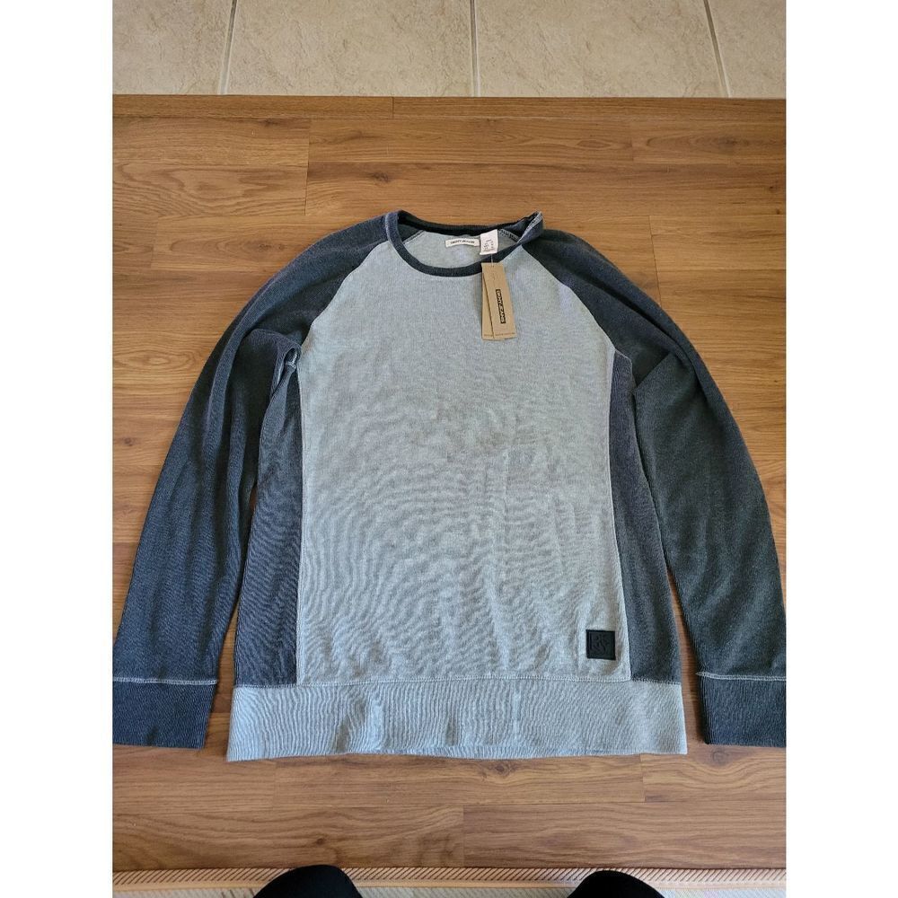 DKNY Jeans Mens Gray‎ Colorblock Raglan Long Sleeve Pullover Sweater Size M NEW